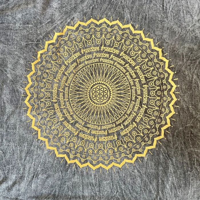 T-Shirt (L) Stone Washed - Mandala - Dunkelgrau