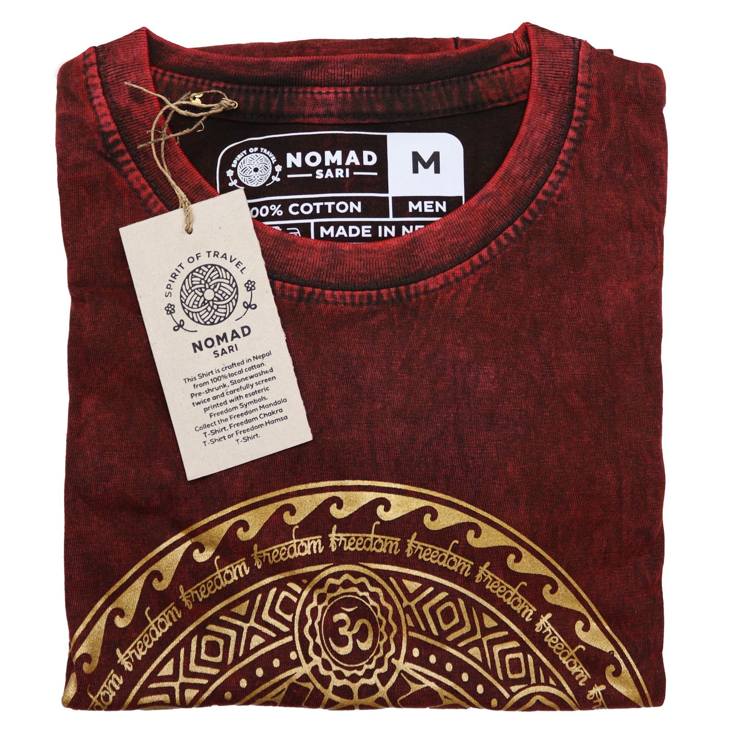 T-Shirt (M) Stone Washed - Chakra - Maroon