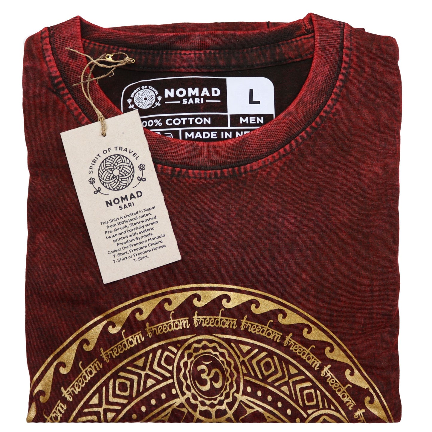 T-Shirt (L) Stone Washed - Chakra - Maroon